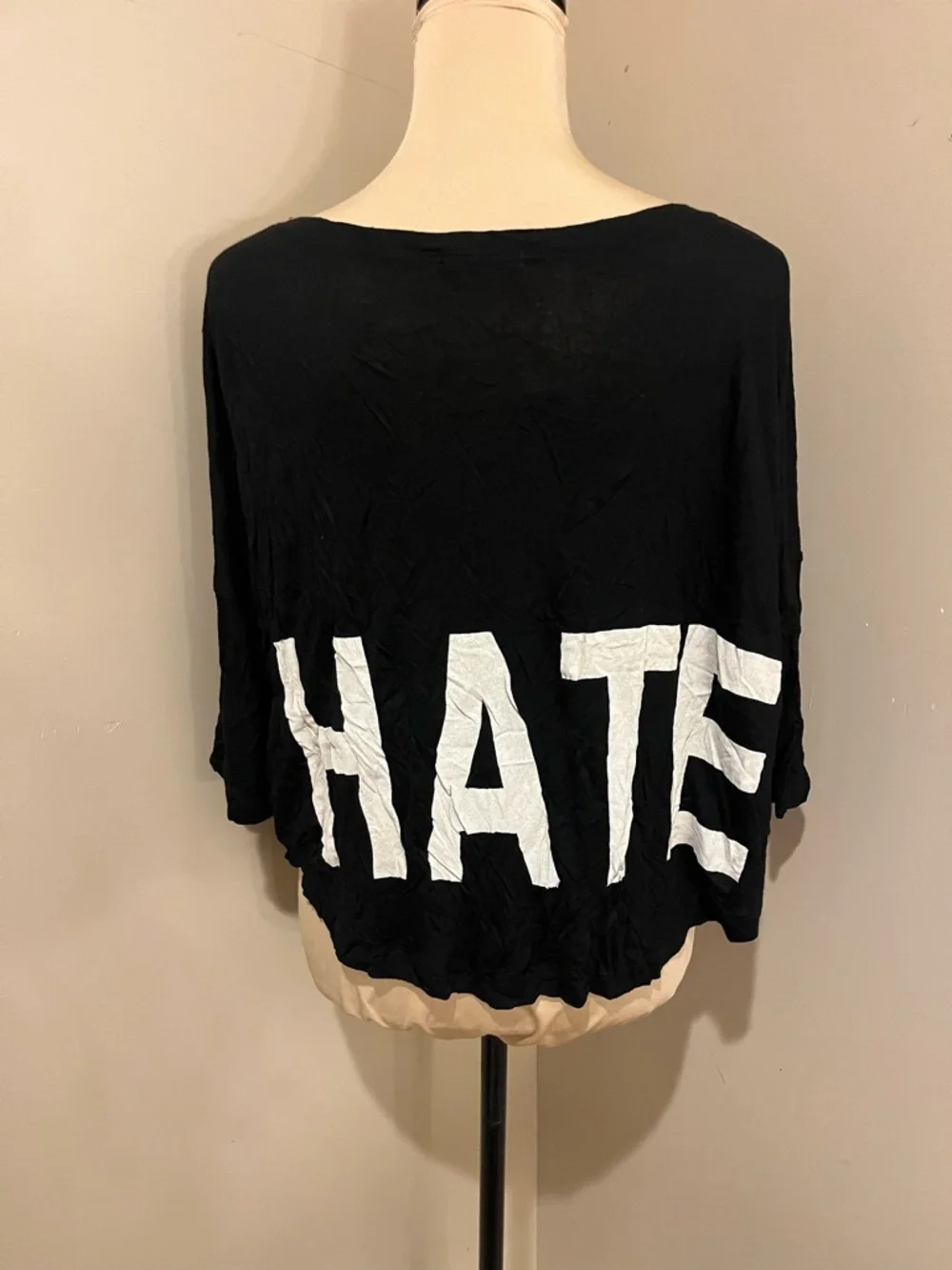 The Classic Black Cropped Tee with White LOVE Graphic - Picture 2 of 6